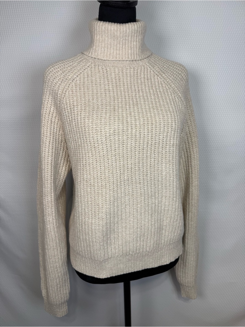 Happily Grey Women’s Medium Cream Chunky Knit Turtleneck Sweater Raglan Sleeve
